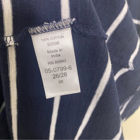 Ellos Midi Dress A Line Womens Plus Size 2X Blue White Stripe Nautical Cotton - Picture 8 of 14